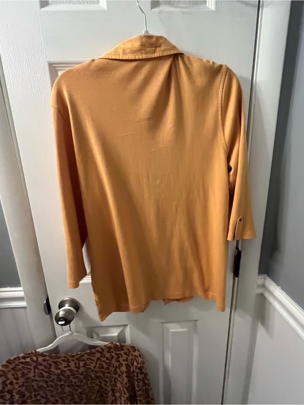 Style & Co. XL Mustard Gold Cotton blouse with snaps 3/4 length sleeves. - Picture 3 of 5